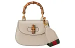GUCCI Bamboo 1947 Leather Bamboo Bag Handbag, Shoulder Bag Mini Women's Oat