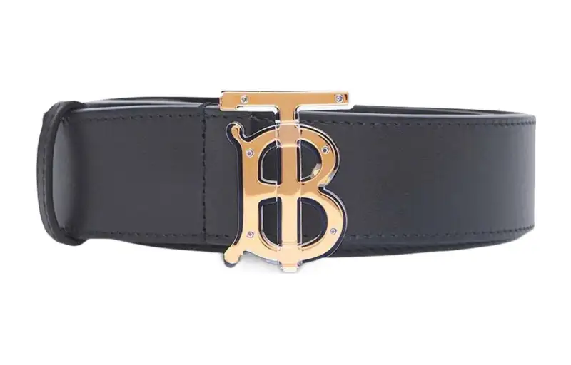 Burberry Cow Leather Belts Men's Black Width 3.5cm