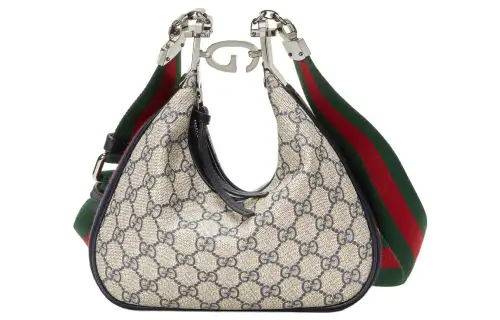 GUCCI Attache Canvas Leather Trim Dumpling Bag, Portable Crossbody Bag, Shoulder Bag Women's