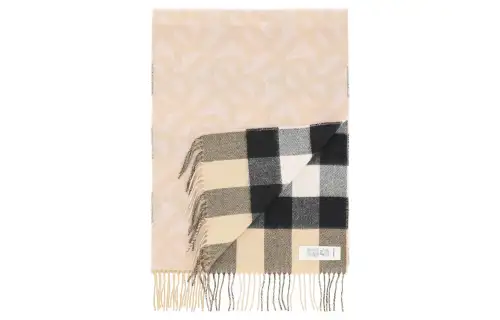 【Previous Season】reversible check and monogram cashmere scarf
