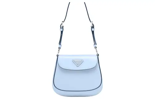 PRADA Shiny Leather Portable Crossbody Bag, Shoulder Bag Mini Women's Sky Blue