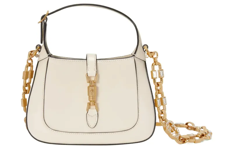 GUCCI Jackie 1961 Patent Leather Crescent Shoulder Bag Shoulder Bag Mini Women's White