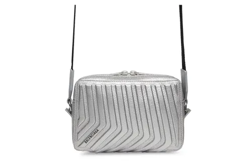 Balenciaga Cow Leather Camera Bag, Shoulder Bag, Crossbody Bag Regular Men's Silver