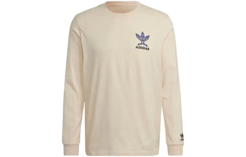 Adidas Originals FUN T Shirts Men's Beige Crew Neck Moderate Straight Fit