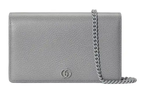 GUCCI GG Marmont Leather Chain Bag, Shoulder Bag, Crossbody Bag Mini Women's Dark Gray