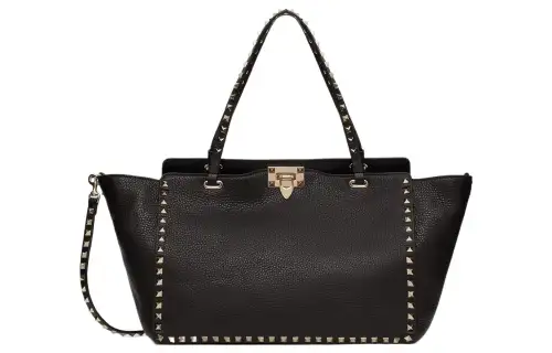 Valentino ROCKSTUD Grain Calfskin Handbag, Shoulder Bag, Crossbody Bag, Handbag Medium Women's Black