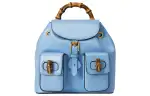 GUCCI Leather Handbag Backpack Women's Light Blue