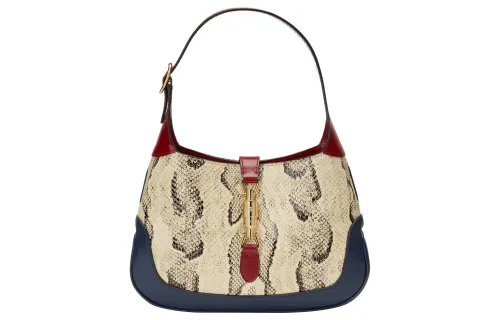 GUCCI Jackie 1961 Python Skin Crescent Shoulder Bag Shoulder Bag Women's White Blue Multicolor