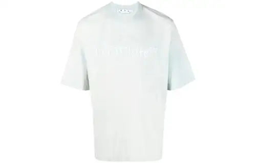 OFF WHITE SS22 T Shirts Men's Light Blue Crew Neck Moderate Straight Fit