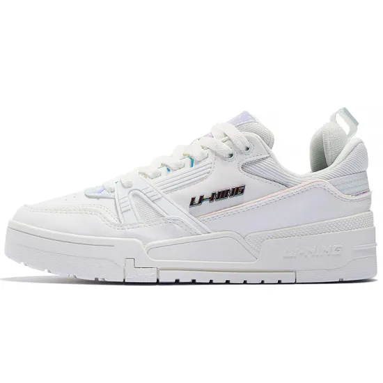 LINING 001 BTC Skateboard Shoes Women's Low-Top Champagne White/Thin Bowl Blue