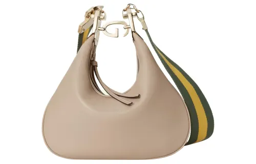 GUCCI Leather Crossbody Bag, Shoulder Bag Women's Gray