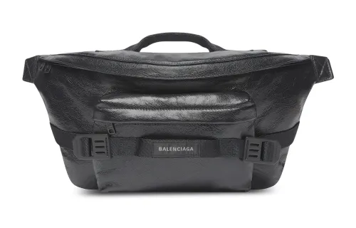Balenciaga Army Sheepskin Fanny Pack Large Men's Black/Charcoal Black