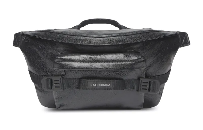 Balenciaga Army Sheepskin Fanny Pack Large Men's Black/Charcoal Black