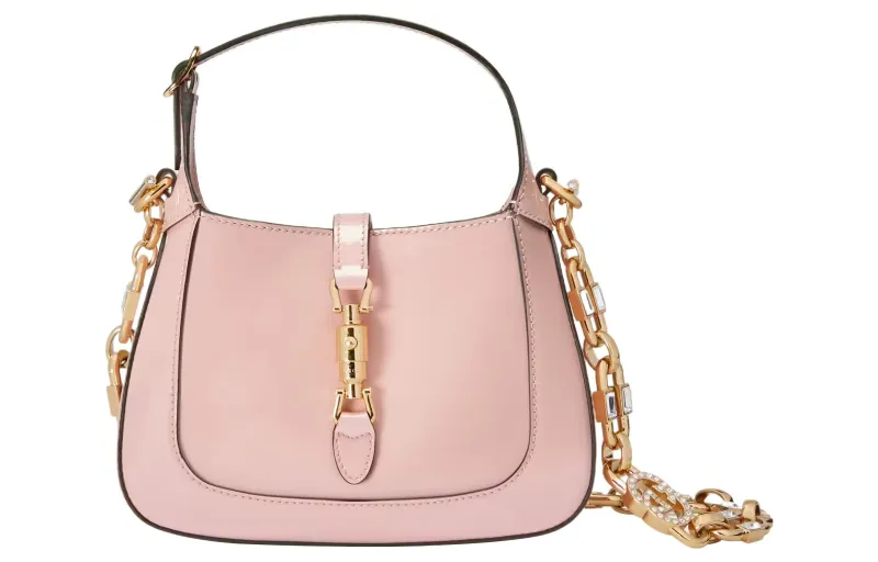 GUCCI Jackie 1961 Patent Leather Crescent Shoulder Bag Shoulder Bag Mini Women's Light Pink