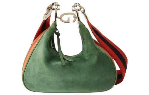 GUCCI Jumbo GG Suede Crossbody Bag, Shoulder Bag Small Women's Green