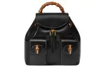 GUCCI Bamboo Leather Backpack Men's Black