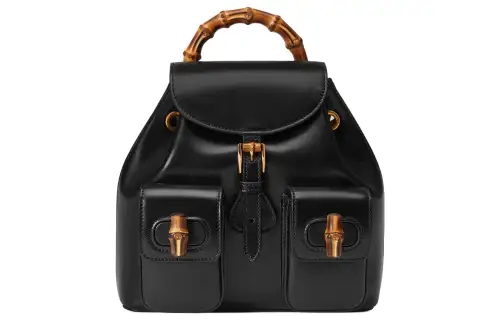 GUCCI Bamboo Leather Backpack Men's Black