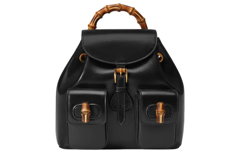 GUCCI Bamboo Leather Backpack Men's Black