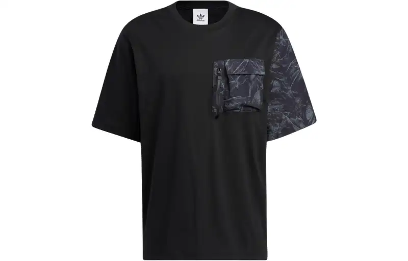 Adidas Originals T Shirts Men's Black Crew Neck Moderate Straight Fit
