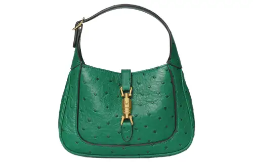 GUCCI Jackie 1961 Ostrich Leather Crescent Shoulder Bag Shoulder Bag, Crossbody Bag Women's Green
