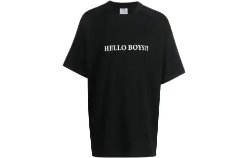 Vetements T Shirts Unisex Black Crew Neck Straight Fit