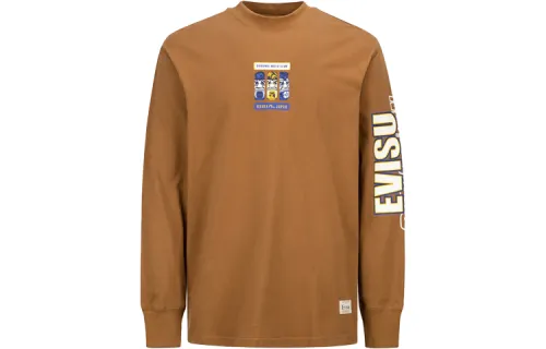 EVISU T Shirts Men's Khaki Half Turtleneck Moderate Straight Fit
