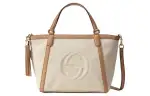 GUCCI Cotton With Leather Tote Bag, Shopping Bag, Shoulder Bag, Crossbody Bag, Handbag Regular Women's Beige