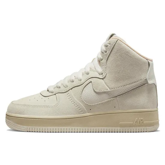 Nike Air Force 1 Skateboarding Shoes Women's High-top Sesame White