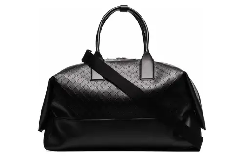 Bottega Veneta Leather Travel Bag Men's Black