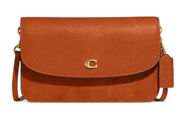 COACH Hayden Polished Grain Leather, Suede Crossbody Bags Small Women's Canyon Red
