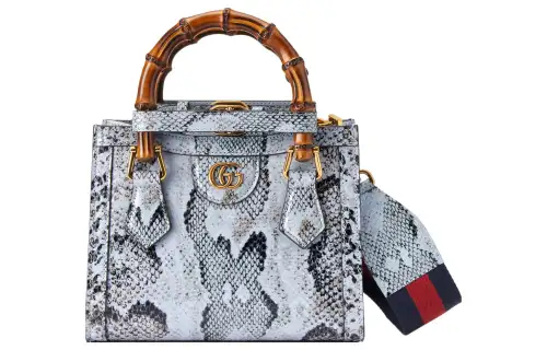 GUCCI Diana Python Skin Tote Bag, Shopping Bag, Crossbody Bag, One Shoulder Handbag Mini Women's Sky Blue