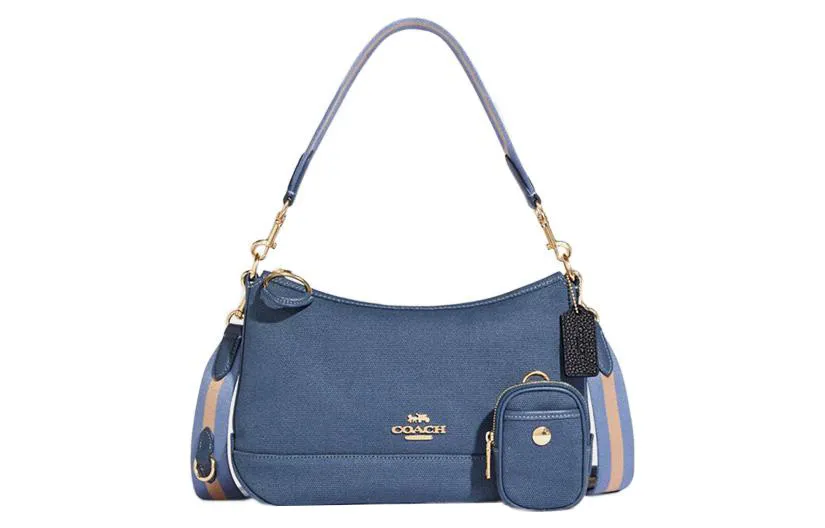 COACH Ellis Fabric Combo Bag, Crossbody Bag, Shoulder Bag Women's Midnight Blue & Black