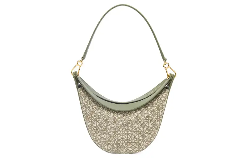 LOEWE Luna Jacquard Cow Leather Hobo Bag Shoulder Bag Women's Green/Avocado Green