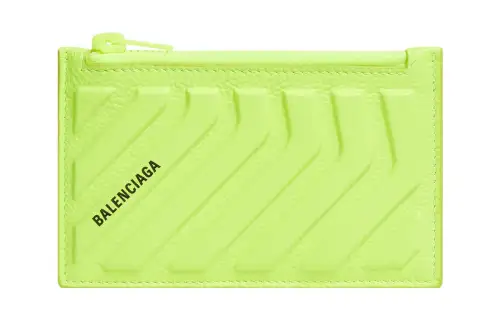 Balenciaga Car Long Coin And Card Holder In Grained Calfskin Yellow