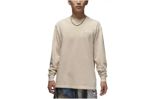 Jordan T Shirts Men's Beige Crew Neck Moderate Straight Fit