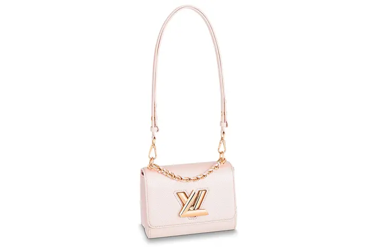 LOUIS VUITTON Twist Grained Calfskin Crossbody Bag, Shoulder Bag Small Women's Pink