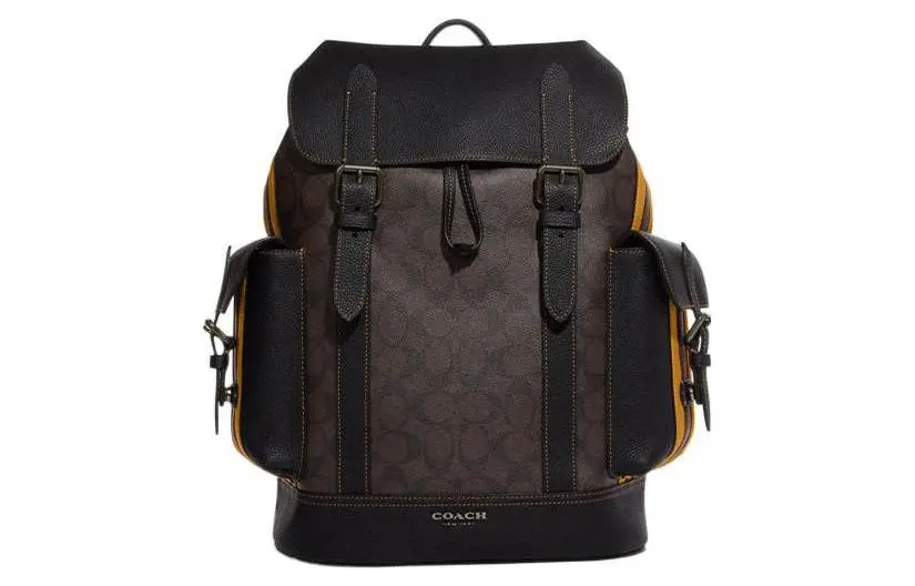 COACH Hudson Cow Leather Detail Backpack Large Men's Mahogany & Golden Peony