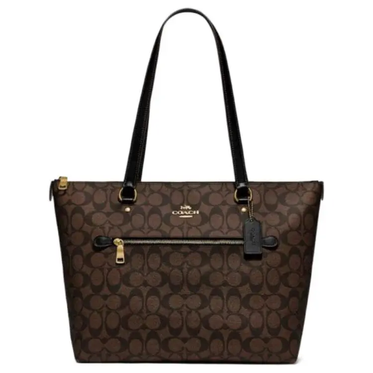 COACH Gallery Canvas With Leather Tote Bag, Shopping Bag, Handbag, Shoulder Bag Large Women's Dark Brown