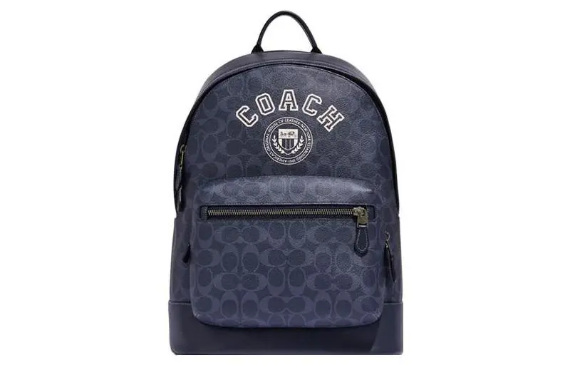 COACH West Artificial Leather Backpack Large Men's Denim Blue & Chalk White