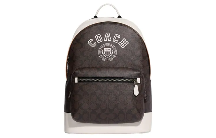 COACH West Cow Leather Backpack Men's Mahogany & Chalk White