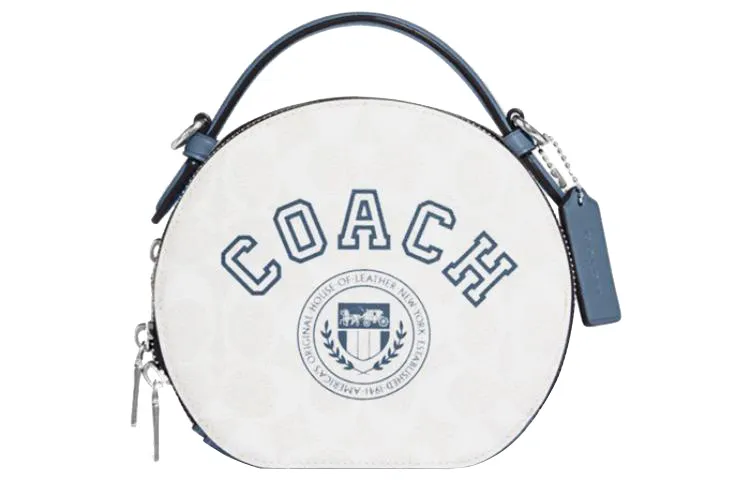 COACH Canteen Artificial Leather Handbag, Shoulder Bag, Crossbody Bag Medium Women's Chalk White & Indigo