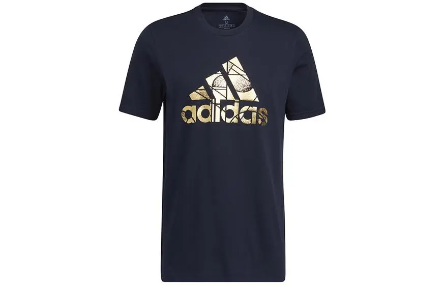 Adidas T-Shirts Men's Dark Blue Crew Neck Moderate Straight Fit