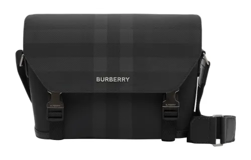 Burberry Cow Leather With Cotton Messenger Bag, Crossbody Bag, Shoulder Bag Men's Charcoal Gray