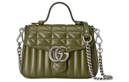 GUCCI Leather Messenger Bag, Shoulder Bag, Crossbody Bag, Handbag Mini Women's Grass Green