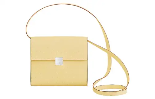 HERMES Clic Mysore Goat Skin Handheld Shoulder Bag, Crossbody Bag Women's 1Z Chick Yellow & Nata Cream White