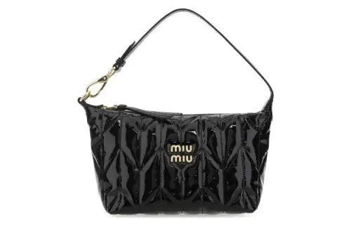 MIU MIU Leather One Shoulder Handbag Women's Black