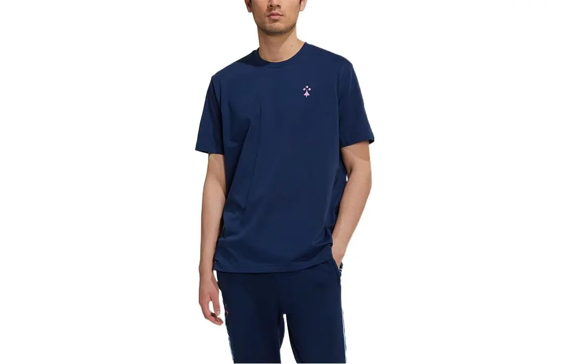 Adidas T-Shirts Men's Blue Crew Neck Moderate Straight Fit