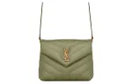 SAINT LAURENT YSL LOULOU Cow Leather Crossbody Bag, Shoulder Bag Women's Mint Green