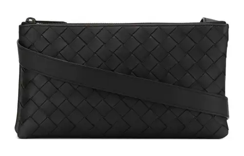 Bottega Veneta Leather Messenger Bag, Crossbody Bag, Shoulder Bag Men's Black