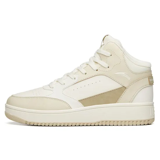 Anta Wear-Resistant Coverage High-Top Skateboard Shoes Men's Light Beige White